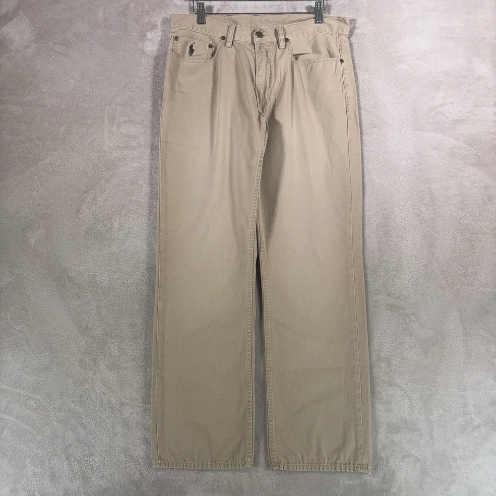 Polo Ralph Lauren Chino Pants Mens 32x29 Khaki Straight Leg Flat Front Cotton